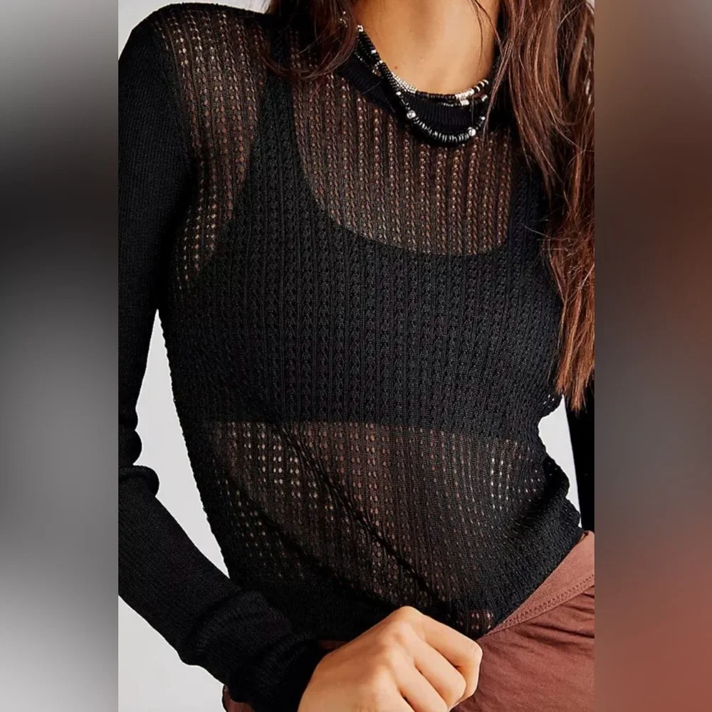 NWT Free People H20 Crewneck Sheer Pullover